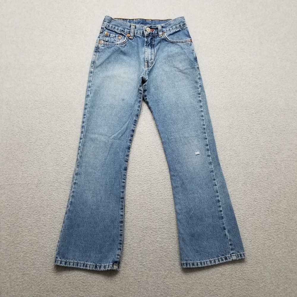 Vintage Lucky Brand Jeans Youth 8 Blue Denim Flared Girls 22x24 Distressed‎